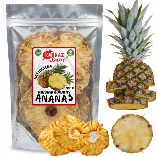 Ananas Suszony Krążki Bez Siarki 500 g
