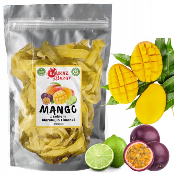 Dried Mango with Passion Fruit and Lime Juice 1000 g Mango Suszone z Sokiem Marakui i Limonki 1000 g