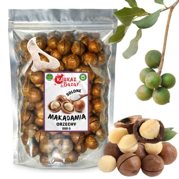 Orzechy Makadamia Prażone Solone W Łupinie Z Kluczykiem 500 g