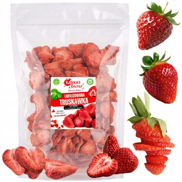 Truskawki Liofilizowane Plastry 100 g Truskawki Liofilizowane Plastry 100 g