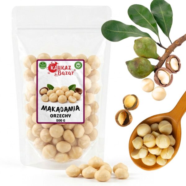 Orzechy makadamia łuskane bez soli – opakowanie Kaukaz Bazar 500 g